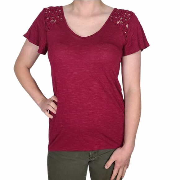 Maurices Maroon V Neck Top - Picture 1 of 6